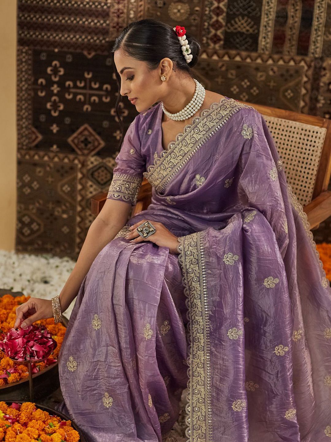 kasee Embellished Zardozi Silk Blend Saree - Distacart