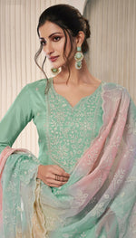 Thumbnail for Anaita Mint Green Embroidered Silk Stitched Salwar Suit - Distacart