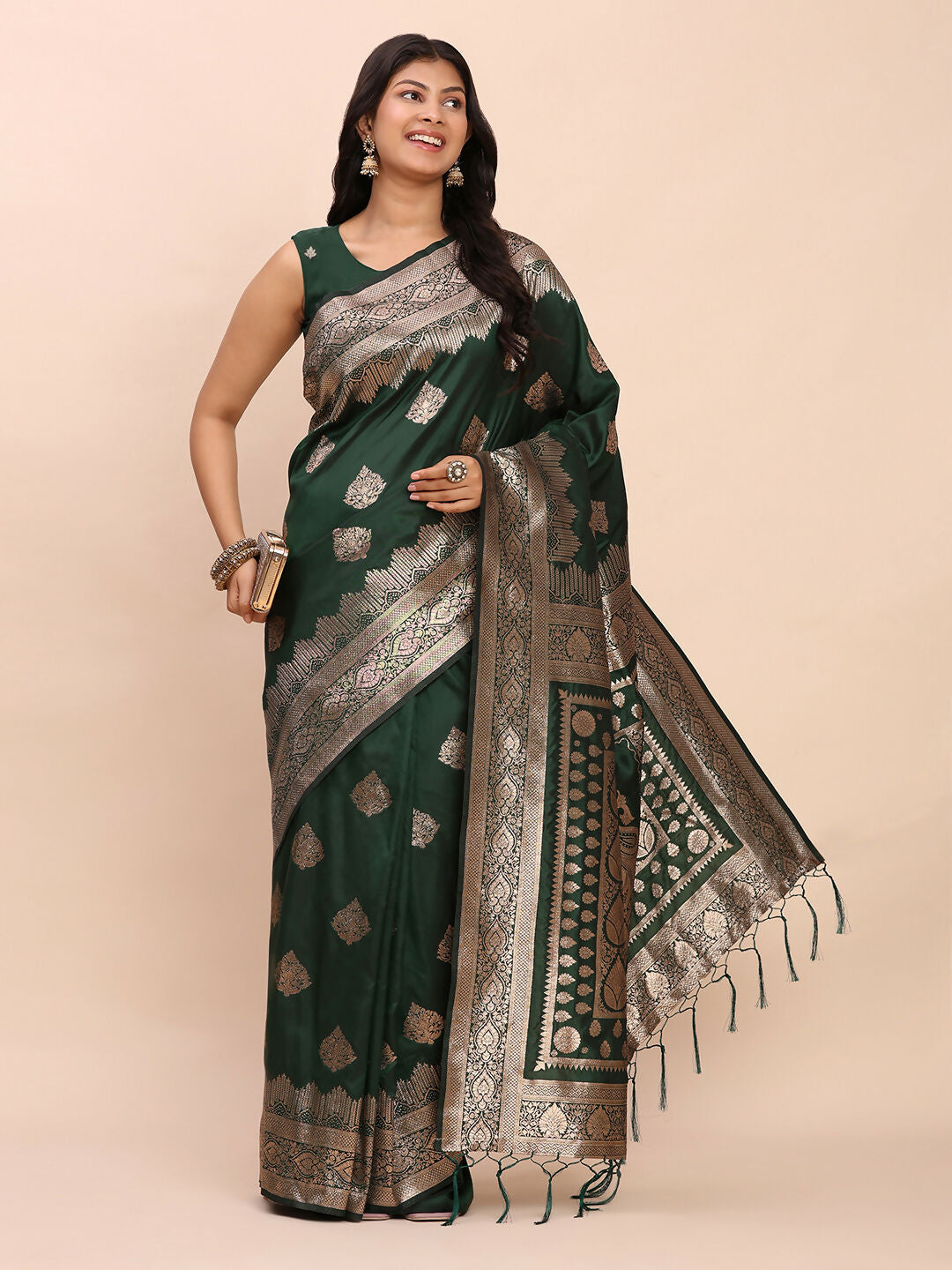 Astita Banarasi Silk Green Saree