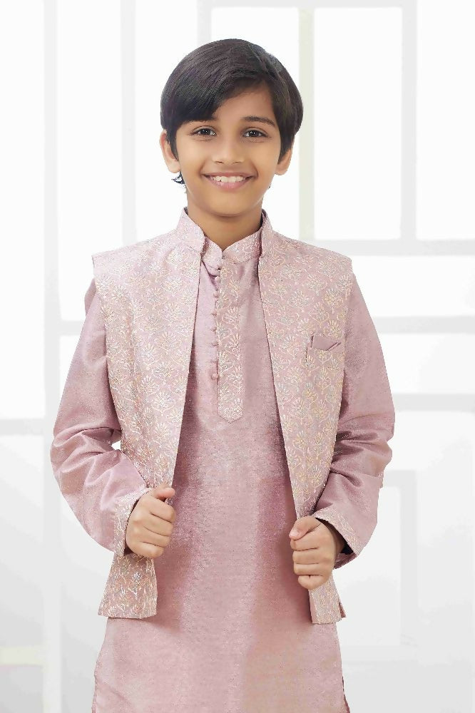 Raivat Ethnic Art Silk Embroidery Work 3 Pics Jacket Set In Onion Pink Colour - Distacart
