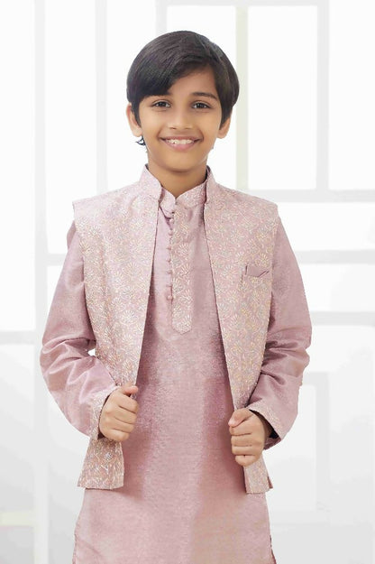 Raivat Ethnic Art Silk Embroidery Work 3 Pics Jacket Set In Onion Pink Colour - Distacart