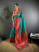 Thumbnail for Joban Fashion Banarasi Turquoise Woven Soft Silk Saree