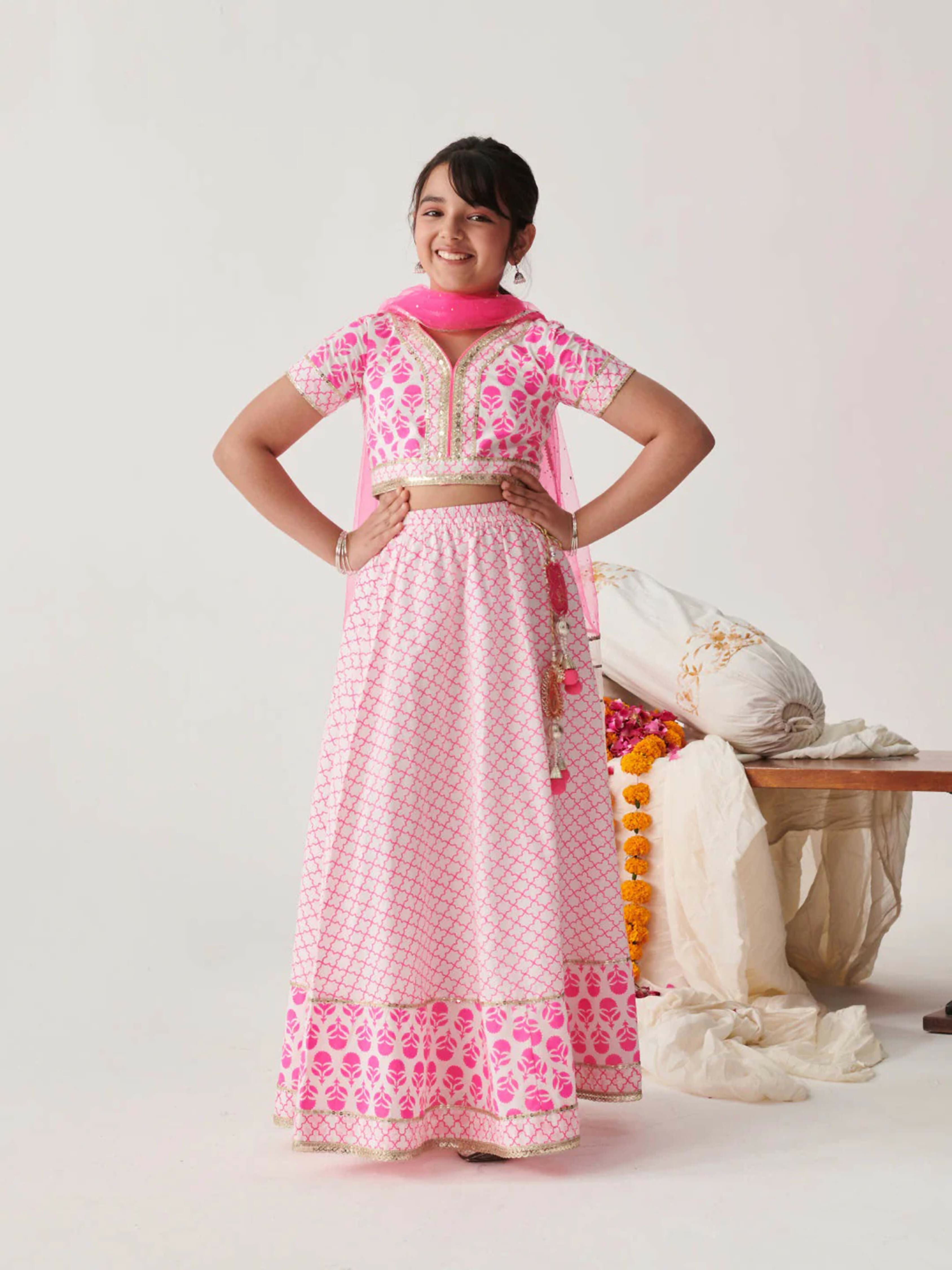 Joban Fashion Girl's Pink Color Lehenga Choli