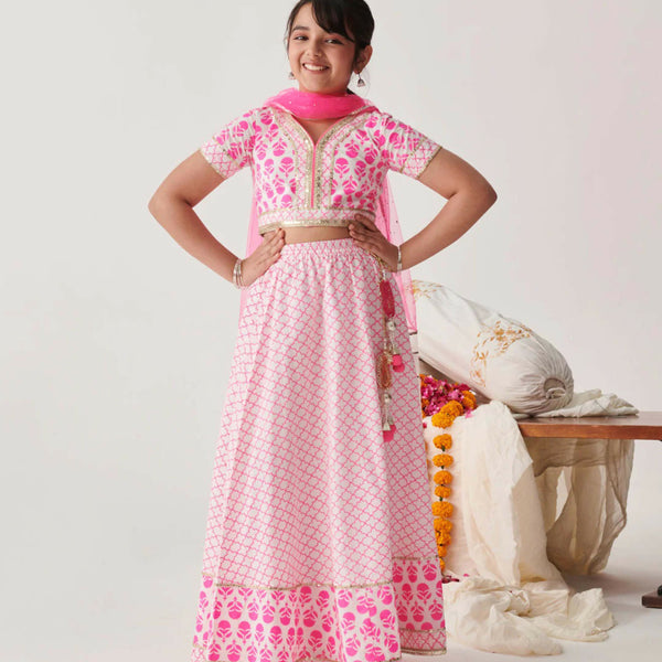 Joban Fashion Girl's Pink Color Lehenga Choli