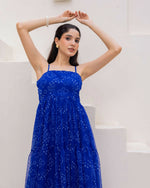 Thumbnail for Aayaa Designer crape hand work Multi indo western - Blue