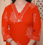Thumbnail for Miravan Womens Floral Printed Straight Fit Kurta With Palazzo And Dupatta - Orange - Distacart