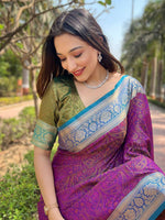 Thumbnail for Mitera Ethnic Motifs Silk Blend Saree - Distacart
