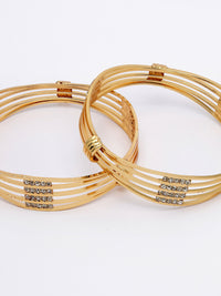 Thumbnail for NVR Women Set of 2 Gold Plated Kundan Studded Bangles - Distacart