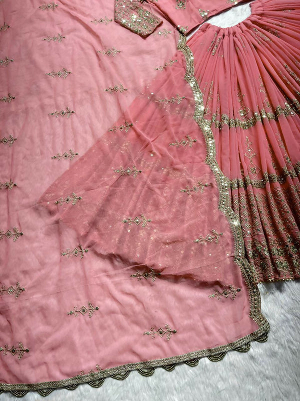 Jyoti Fashion Women's Baby Pink Faux Georgette 5MM Sequins with Zari Embroidered Designer Lehenga Choli Set - Distacart