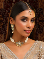 Thumbnail for Ruby Raang Floral Kundan Studded Jewellery Set - Distacart