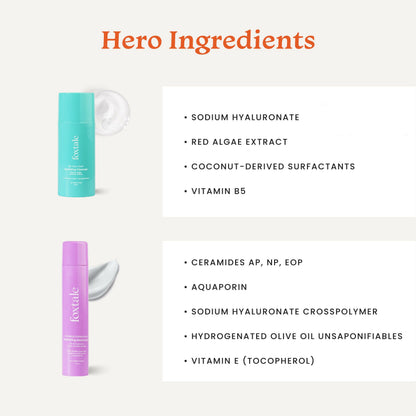 Foxtale Hydration Skin Care Kit: Cleanser Face Wash + Ceramide Supercream Moisturizer - Distacart