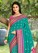 Thumbnail for Shree Shyam Fashion Sea Green Soft Silk Saree - Distacart