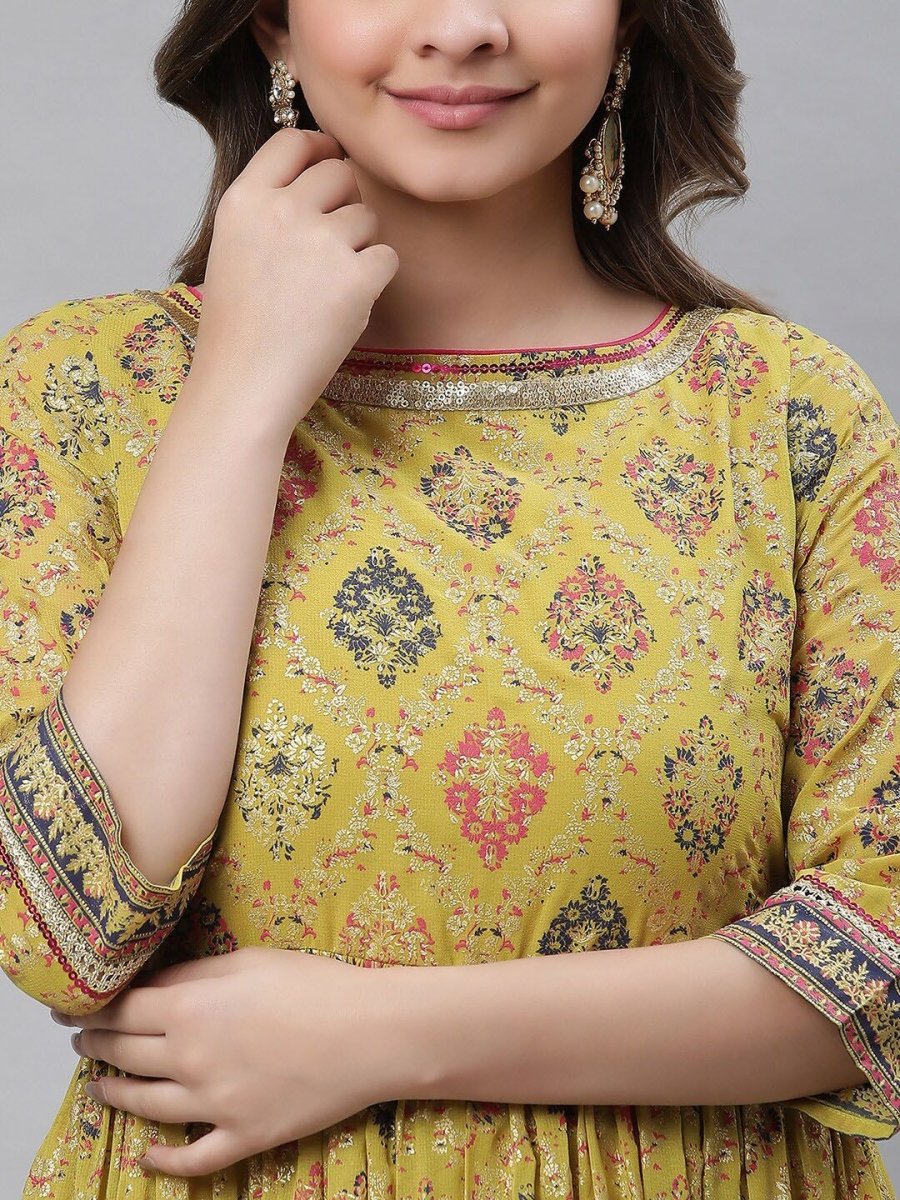 AURELIA Ethnic Motifs Printed Sequinned Maxi Ethnic Dress - Distacart