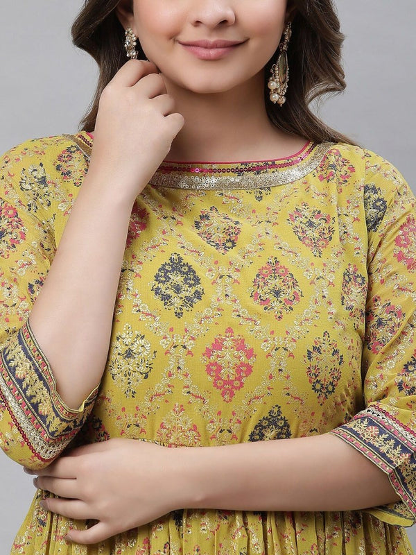 AURELIA Ethnic Motifs Printed Sequinned Maxi Ethnic Dress