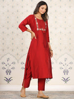 Thumbnail for Ode by House of Pataudi Floral Embroidered Kurta - Distacart