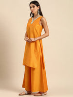 Thumbnail for All About You Women Mustard Yellow Ethnic Motifs Embroidered Gotta Patti Kurta with Palazzos & With Dupatta - Distacart