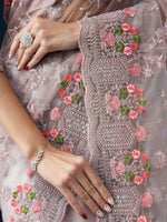 Thumbnail for kasee Floral Embroidered Net Saree - Distacart