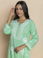 Thumbnail for HOUSE OF KARI Floral Embroidered Chikankari Straight Kurta - Distacart