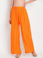 Thumbnail for TAG 7 Women Orange Solid Flared Palazzos - Distacart