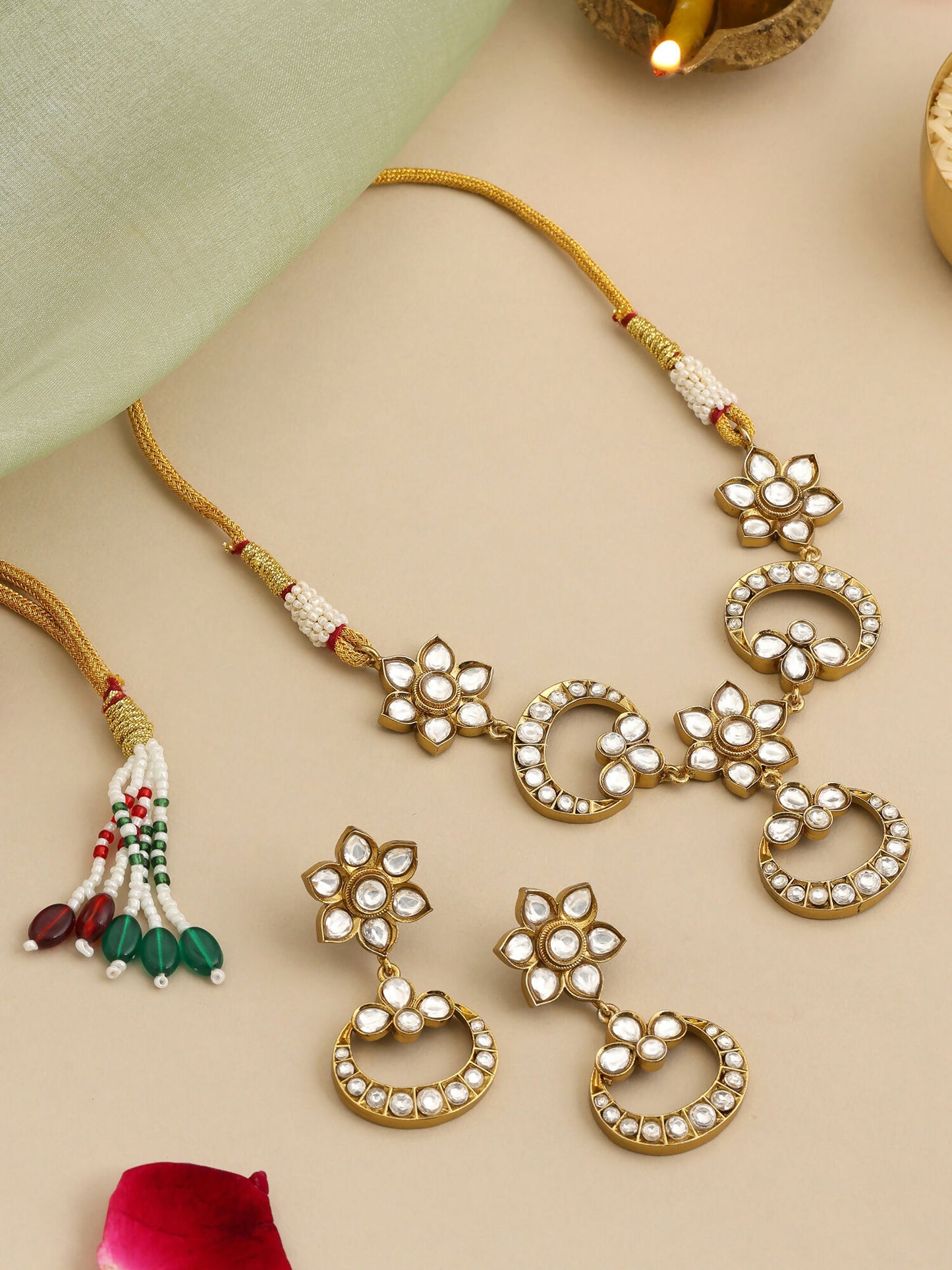 Ruby Raang Chandni Necklace Earrings Set - Distacart