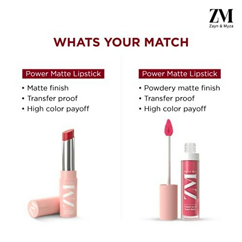 Zayn & Myza Transfer Proof Power Matte Lip Color - Blush Nude - Distacart