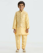 Thumbnail for Joban Fashion Kids Island Elegant Box Sequence work Nehru Jacket Full Sleeves Kurta, Pyjama Set - Golden - Distacart