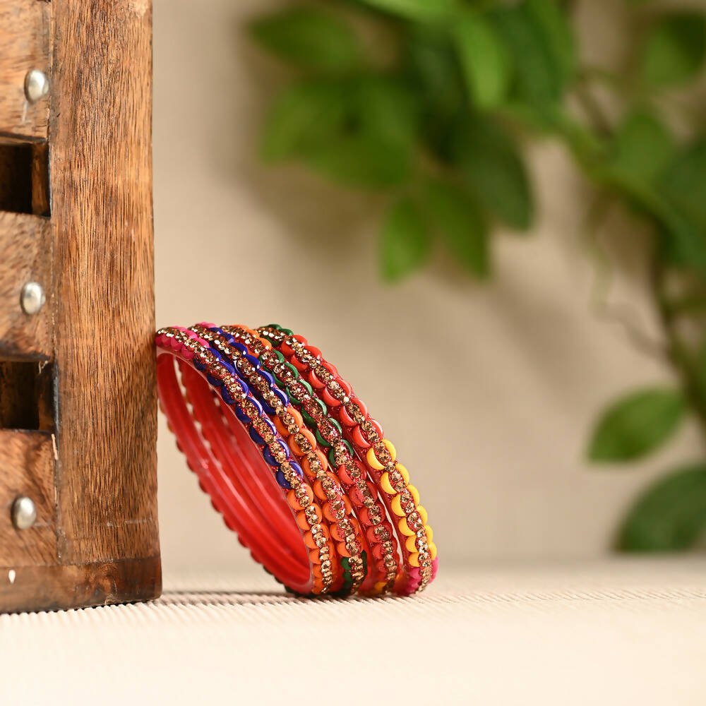 Afast Elegant Bridal & Wedding Party Fashion Bangle/Kada Set, Multi, Glass, Pack Of 8 Model No- A26 - Distacart