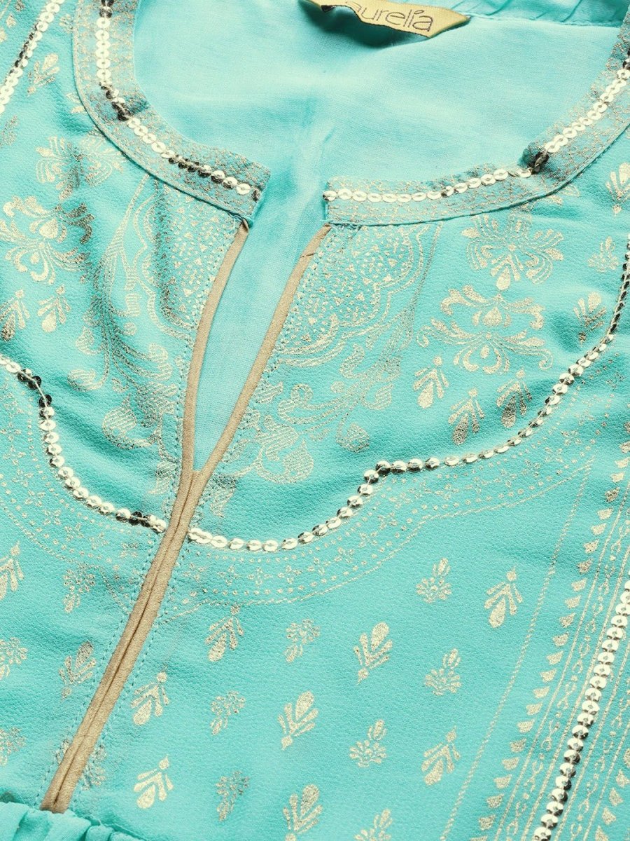 AURELIA Women Green Self Design Maxi Dress - Distacart