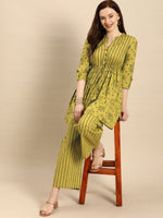 Thumbnail for All About You Women Green Printed Pure Cotton Kurti with Palazzos - Distacart