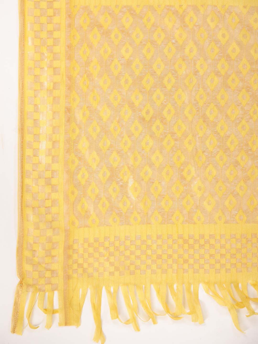 Ode by House of Pataudi Geometric Yoke Design Mirror Work Kurta with Trousers & Dupatta - Distacart
