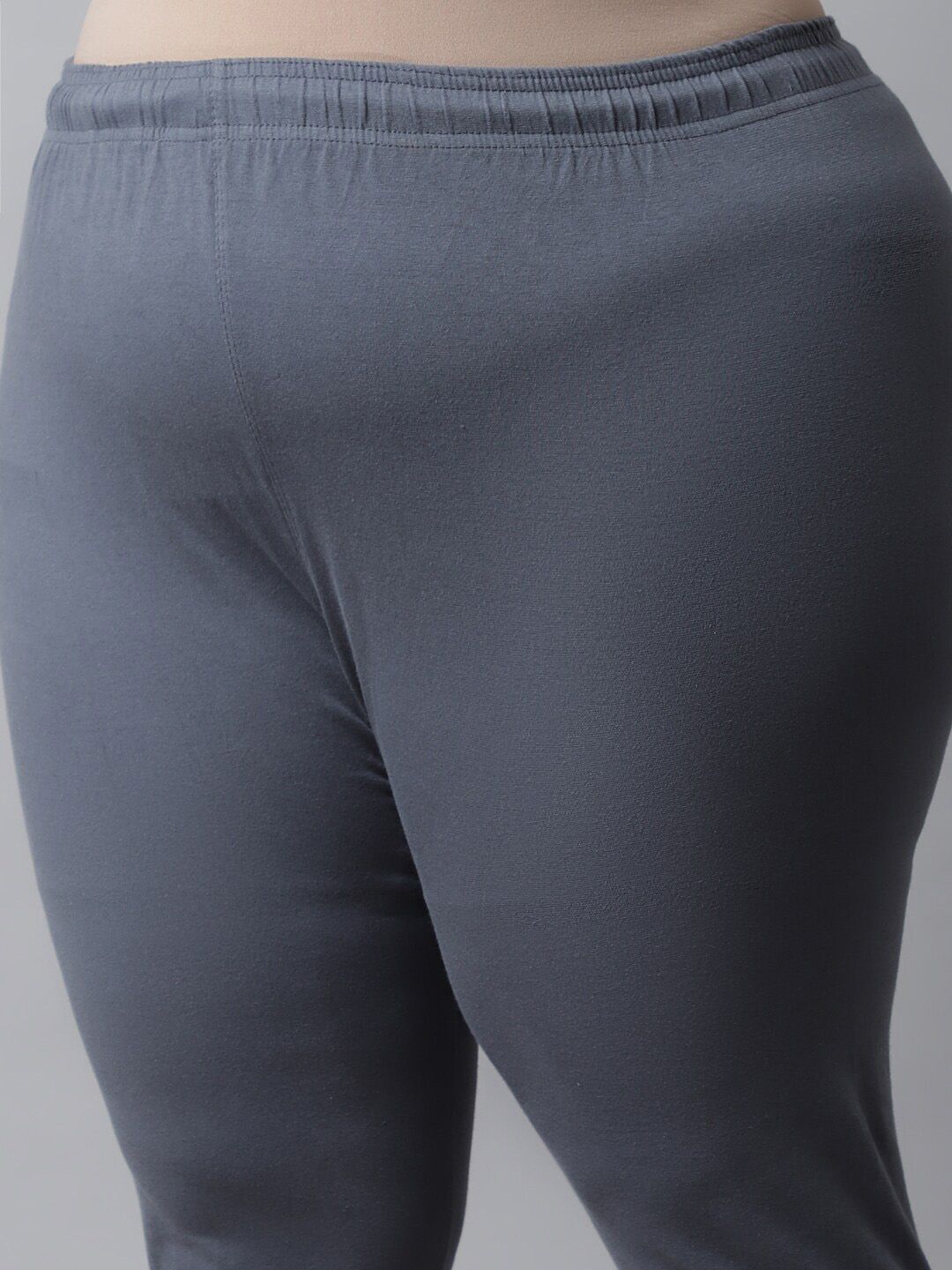 TAG 7 Women Plus size Grey Solid Cotton Ankle-Length Leggings - Distacart