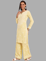 Thumbnail for ADA Ethnic Motifs Embroidered Regular Chikankari Kurta with Palazzos - Distacart
