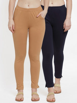 TAG 7 Women Pack Of 2 Solid Straight-Fit Ankle-Length Leggings - Distacart