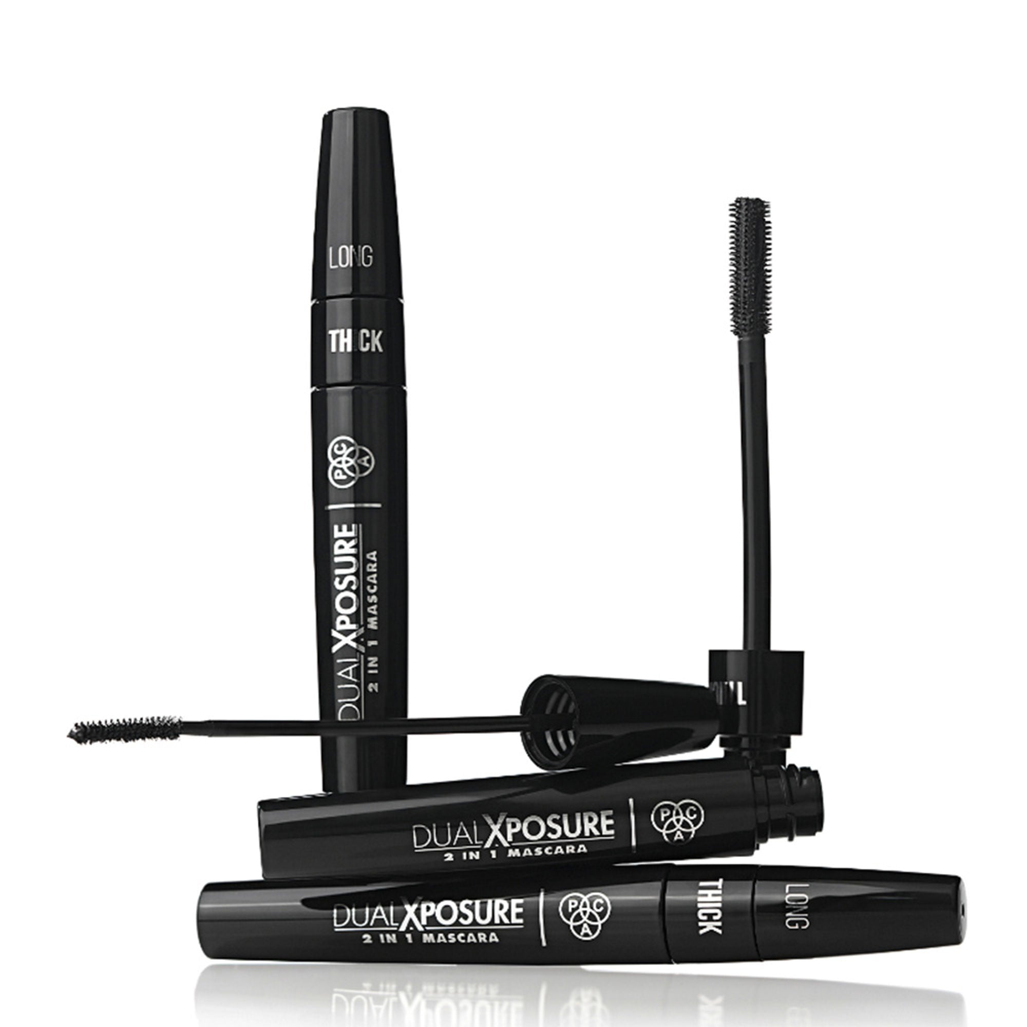 PAC Studio Dual Xposure Mascara - 2-in-1 Volumizing & Lengthening Mascara, Longlasting Clump Free