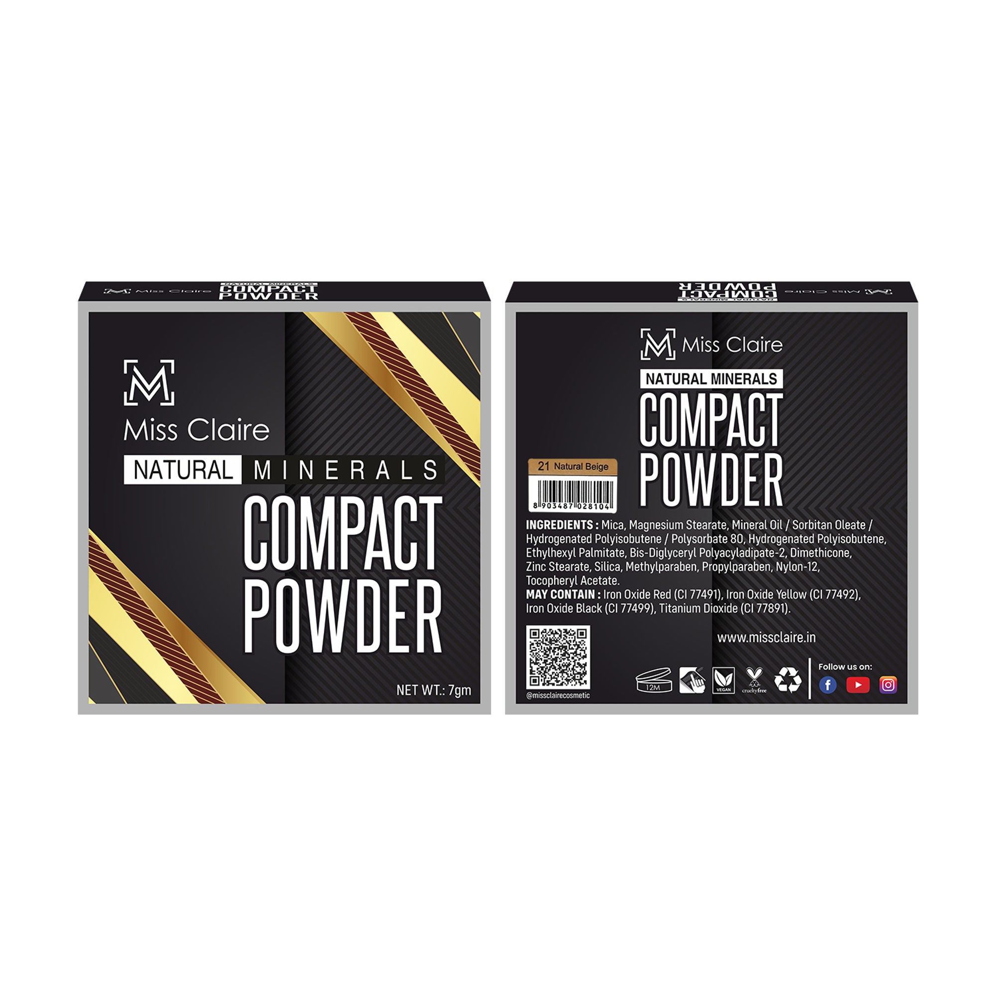 Miss Claire Natural Mineral Compact Powder - 21 Natural Beige