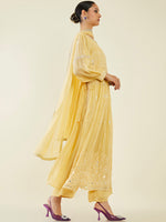 Thumbnail for Soch Floral Embroidered Mirror Work Kurta With Palazzos & Dupatta - Distacart