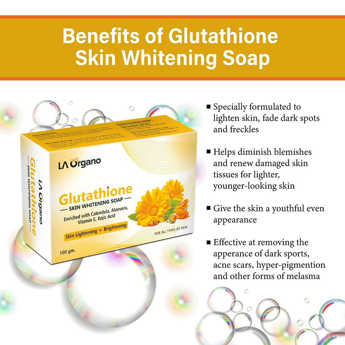 LA Organo Glutathione Calendula Skin Whitening Soap LA Organo Glutathione Calendula Skin Whitening Soap