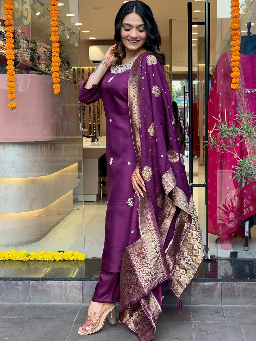 Kalini Ethnic Motifs Printed Kurta with Trousers & Dupatta - Distacart