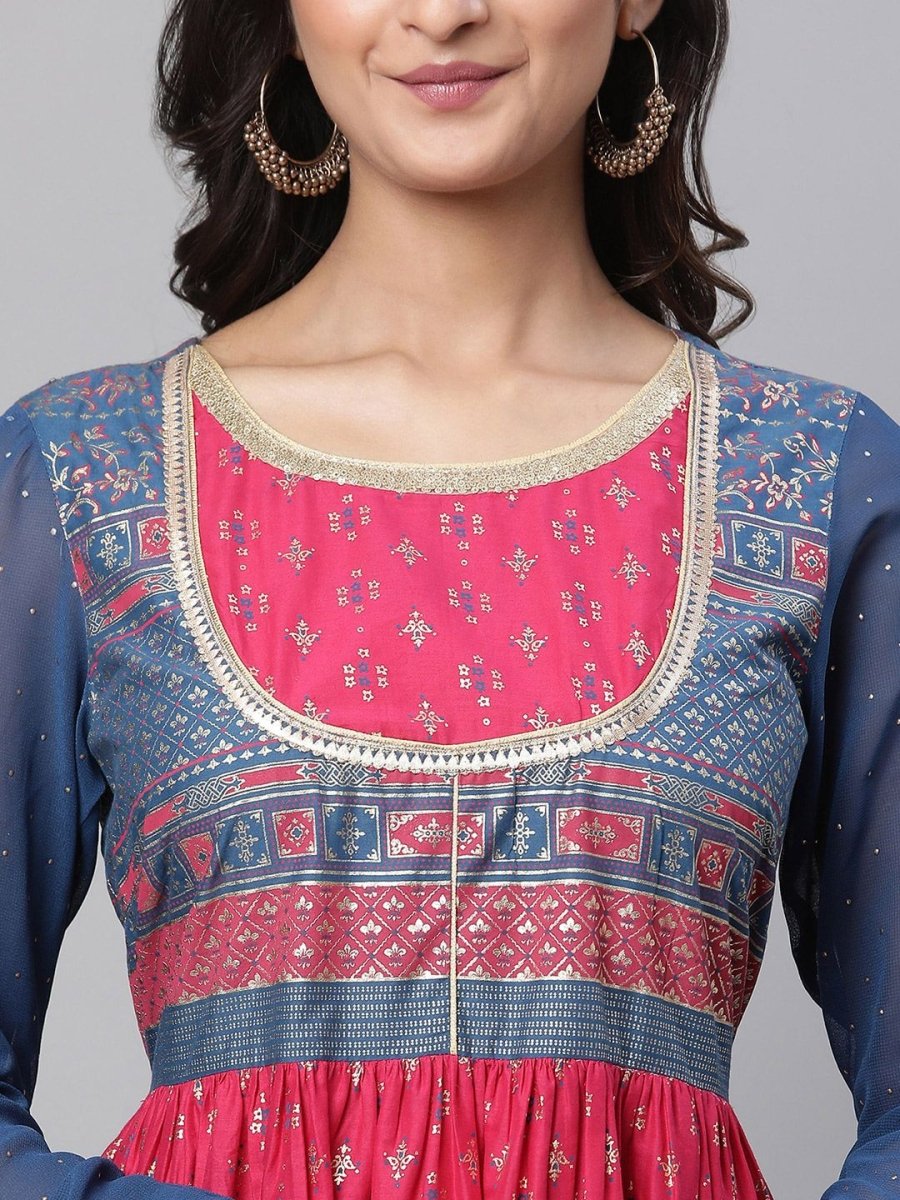 AURELIA Ethnic Motifs Printed Pure Cotton Maxi Dress