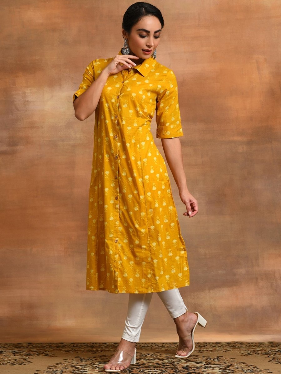Aks Ethnic Motifs Printed Pure Cotton Straight Kurta - Distacart