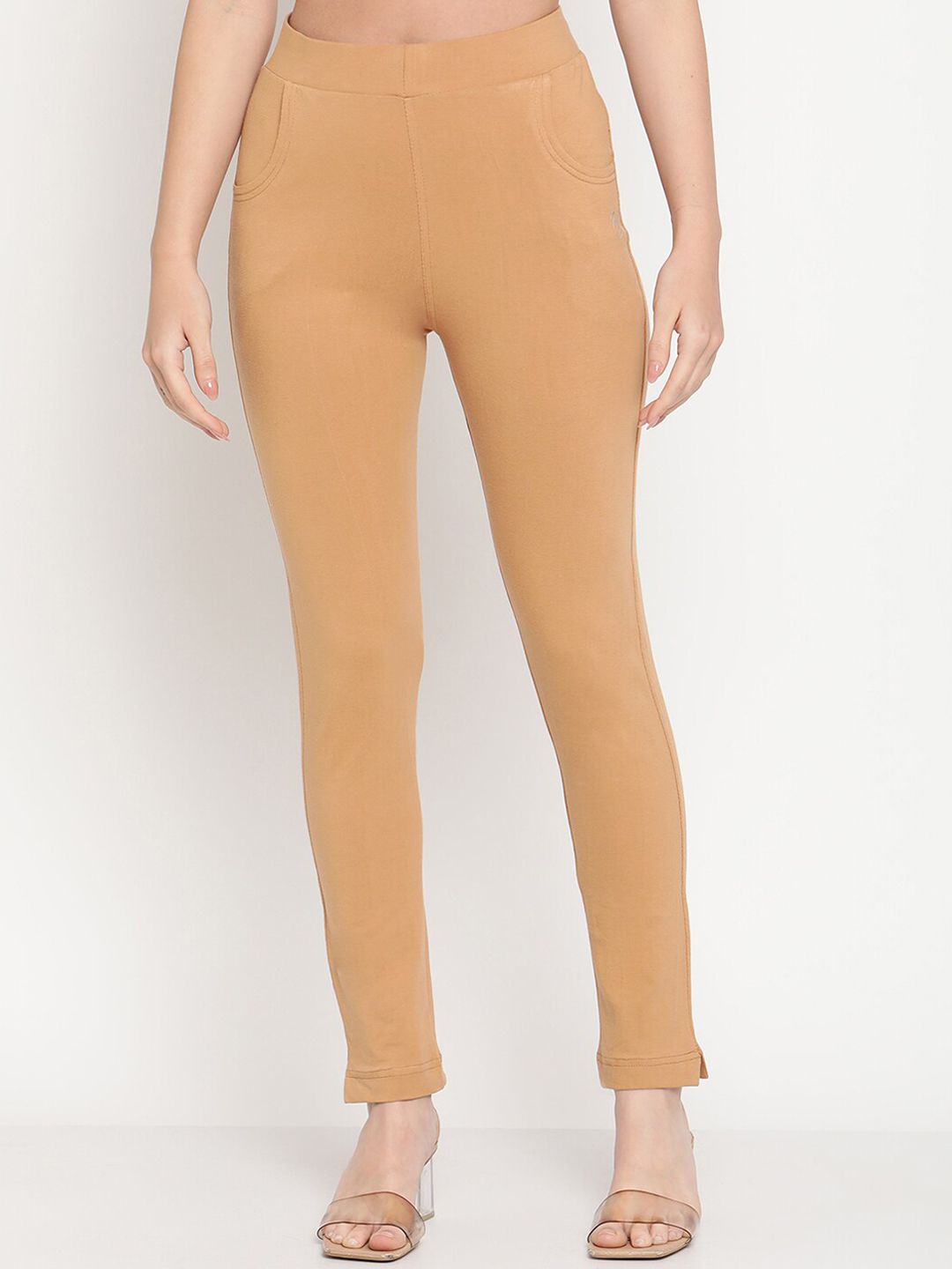 TAG 7 Set Of 2 Yellow & Beige Solid Leggings - Distacart