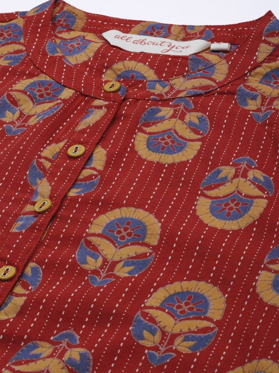 All About You Women Brown Ethnic Motifs Printed Regular Kurta - Distacart