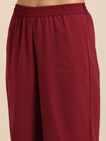 Thumbnail for All About You Women Maroon Ethnic Motifs Embroidered Chikankari Kurta with Palazzos - Distacart