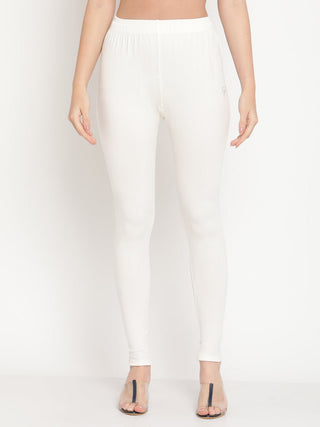 TAG 7 Women Off White Solid Comfort Fit Ankle Length Leggings - Distacart