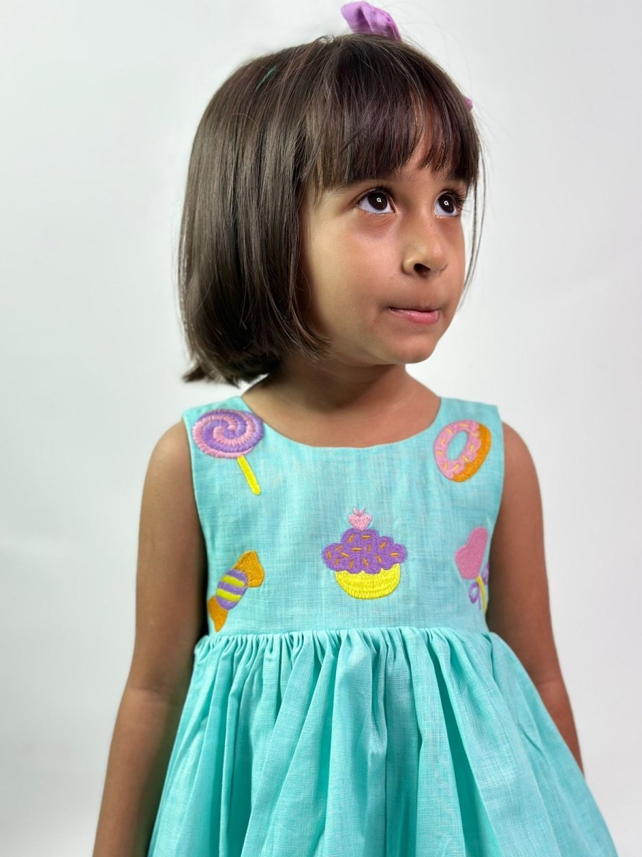 ArthLife Cyan Candy Party Wear Dress - Distacart