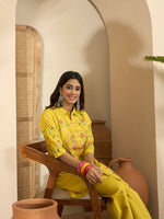 Thumbnail for Joban Fashion Women Yellow Roman Silk Embroidered Stitched Kurta Set - Distacart