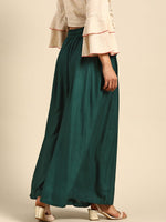 Thumbnail for TAG 7 Women Green Solid Flared Palazzos