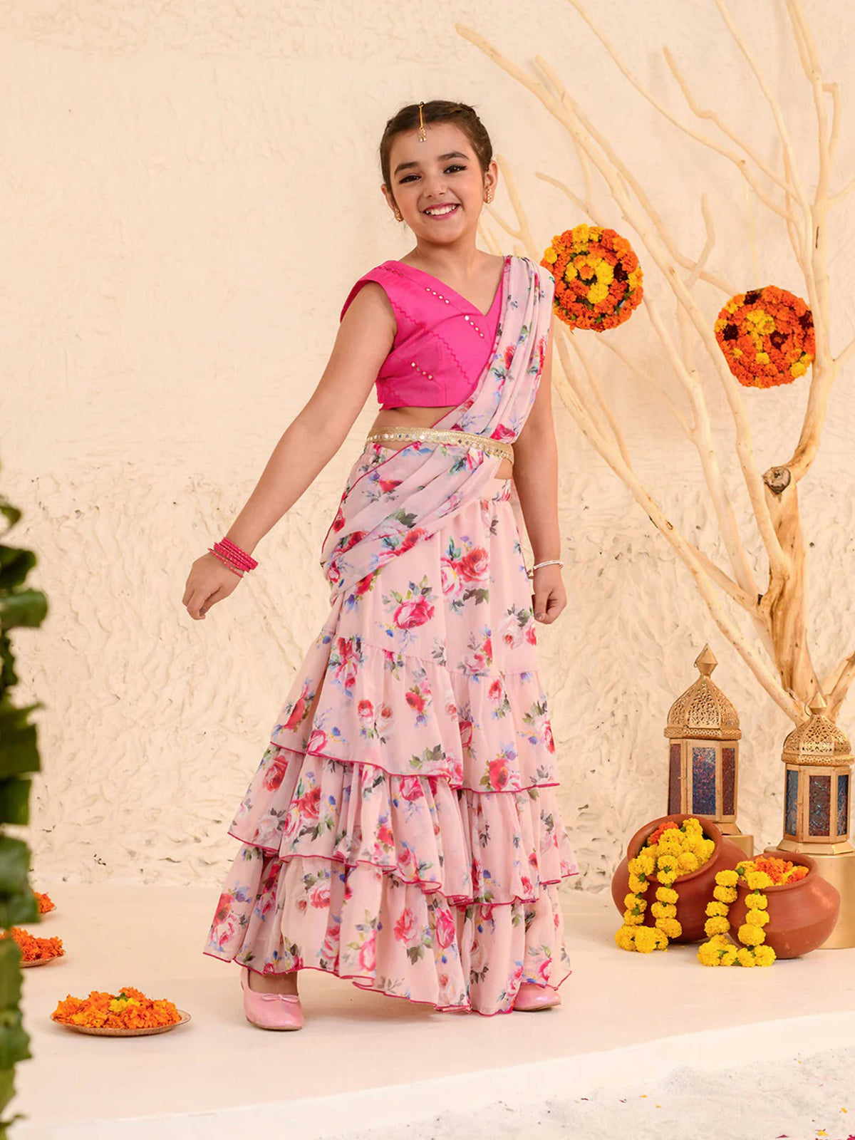 Joban Fashion Girl's Light Pink Color Lehenga Choli