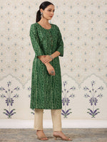 Thumbnail for Ode by House of Pataudi Bandhani Printed Straight Kurta - Distacart