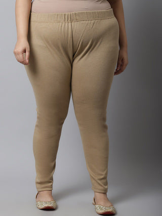 TAG 7 Women Plus size Beige Solid Leggings - Distacart